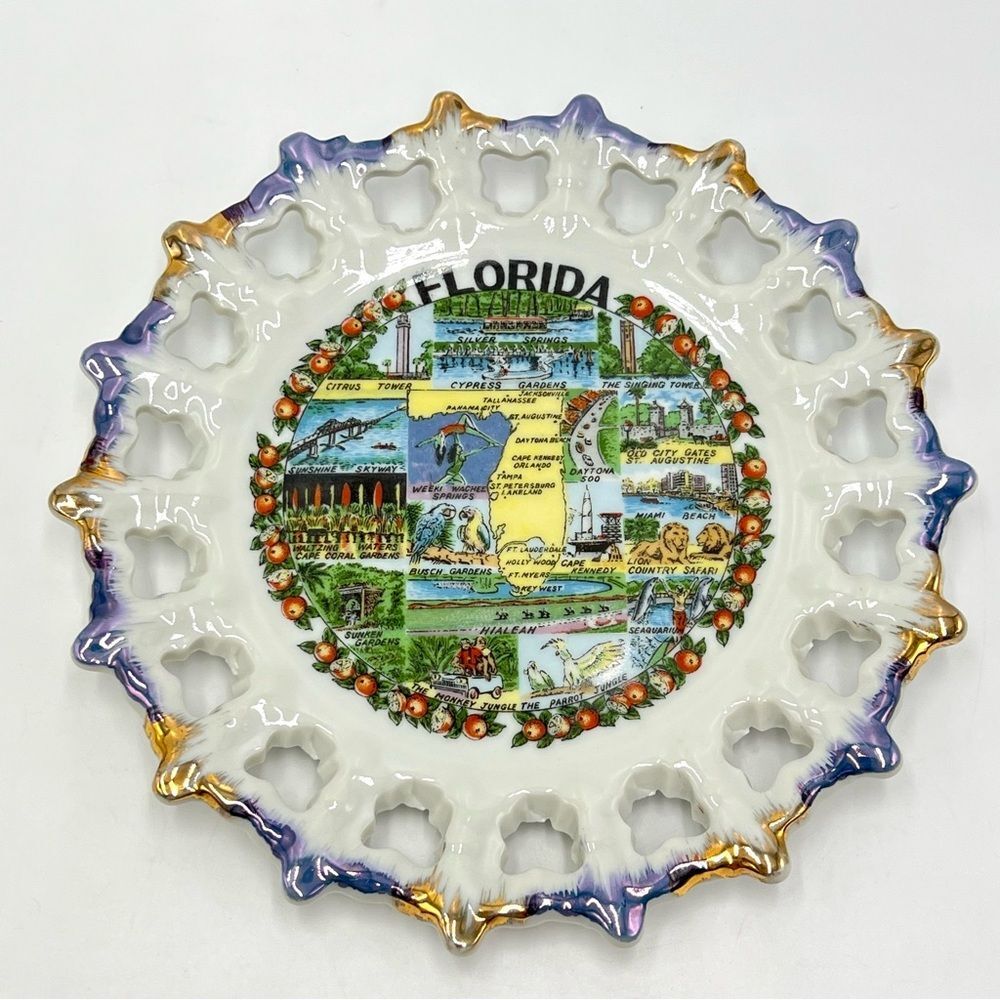 Vintage 1960s Florida Decorative Travel State Souvenir Collector's Plate‎